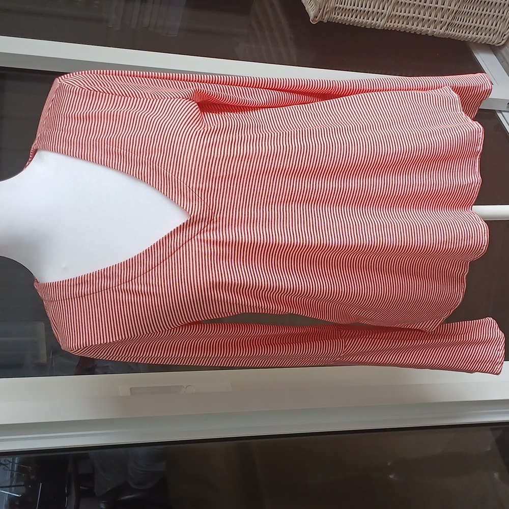 Lucky Brand Women's Red Striped Long Sleeve Blouse
